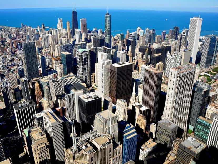 Chicago skyline from Lake Michigan