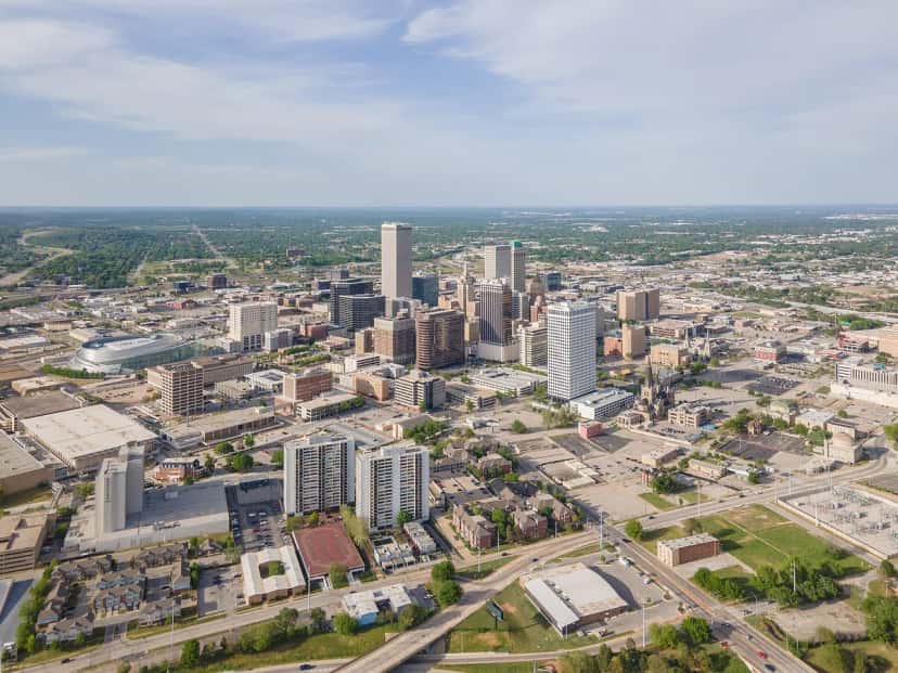Tulsa skyline along the Arkansas River