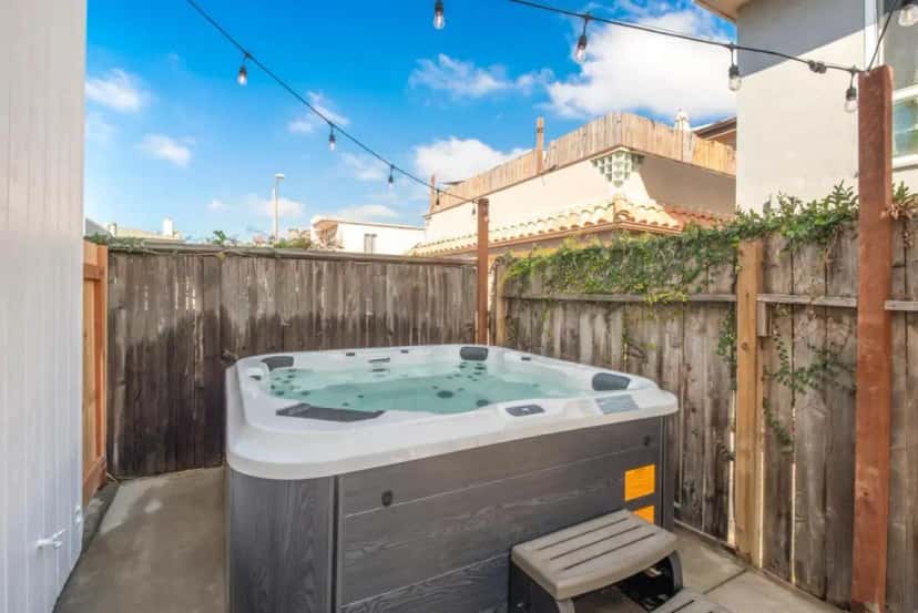 Private outdoor hot tub at 2 Bed 2 Bath Jacuzzi Home with Parking on 51st St in Newport Beach, CA