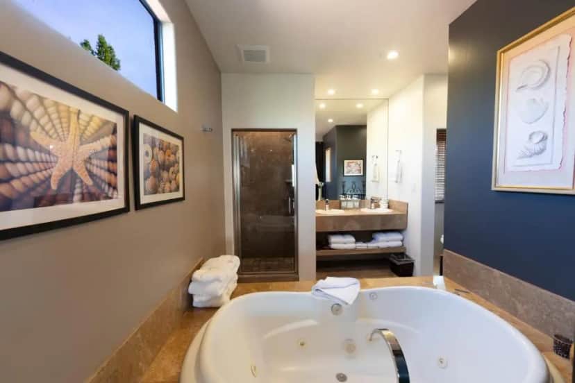 Private in-room jacuzzi tub in the Premier Studio at A Sunset Chateau