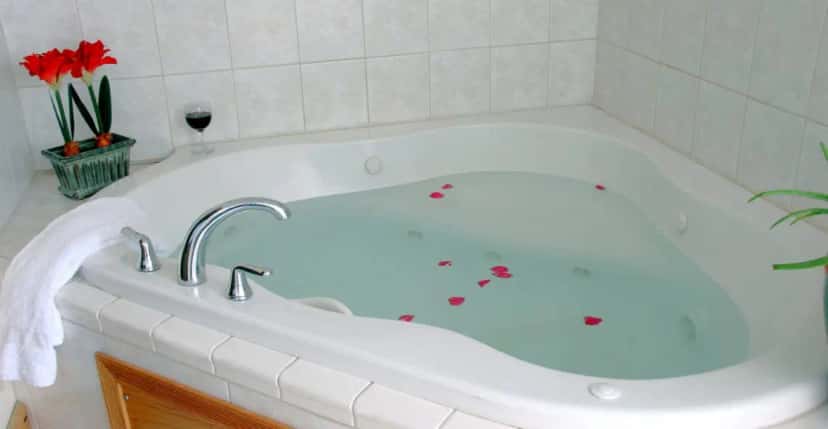 In-room hot tub at Alouette Beach Resort in Old Orchard Beach, ME