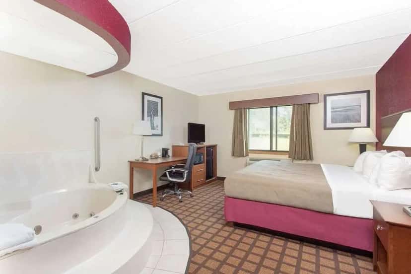 In-room hot tub at AmericInn by Wyndham Burlington in Burlington, WI