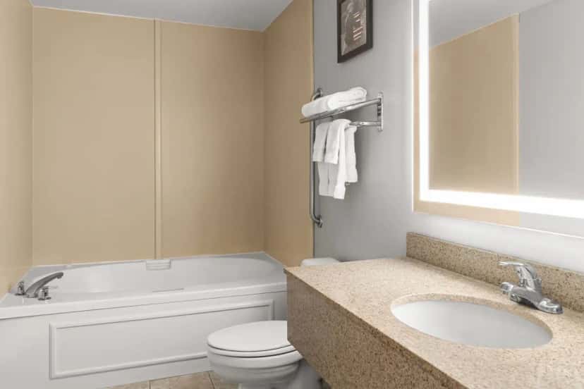 In-room jacuzzi tub at AmericInn by Wyndham Marshfield in Marshfield, WI
