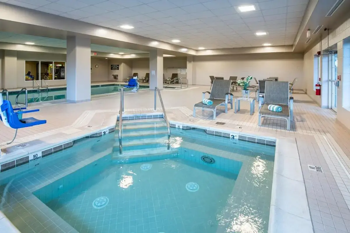 a pool in a hotel room with a swimming pool at AmishView Inn & Suites in Bird-in-Hand