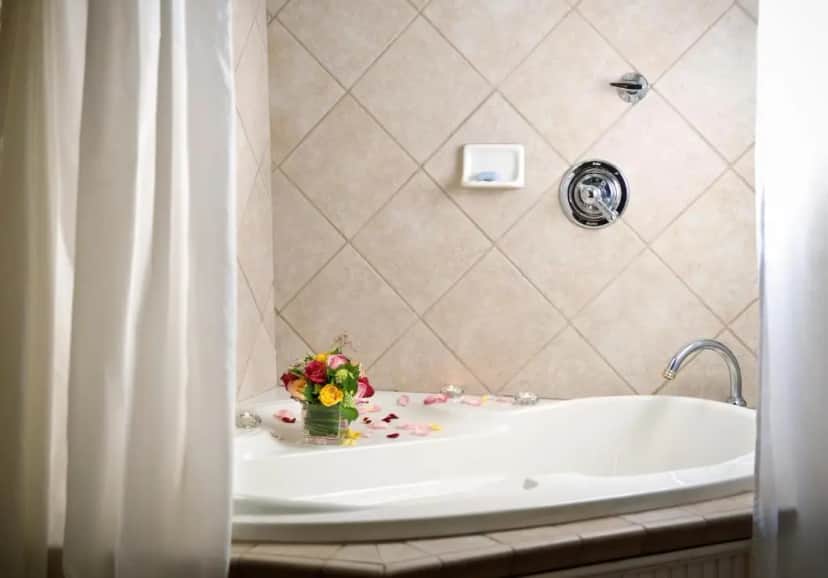 Private in-room jacuzzi tub in the Queen Room with Spa Bath at Arrowhead Inn