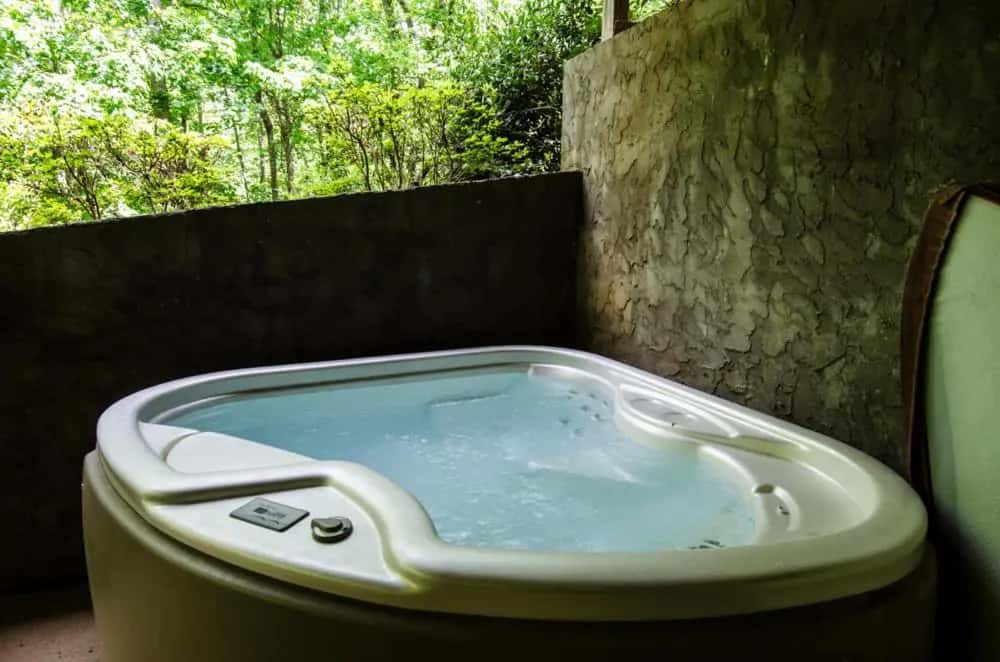 Private in-room jacuzzi in the One-Bedroom House at Asheville Cabins of Willow Winds