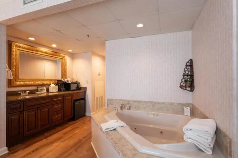 Private in-room jacuzzi tub in the Deluxe Ocean Front with Queen Bed at Boardwalk Plaza Hotel