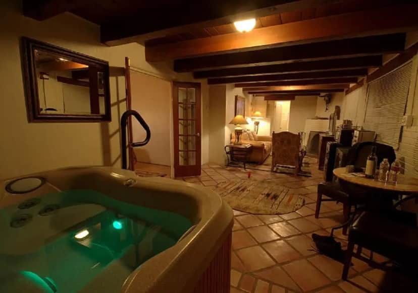 Private in-room jacuzzi in the 1 Bedroom Efficiency King Suite, Hot Tub Non Smoking at Casas de Suenos Old Town Historic Inn