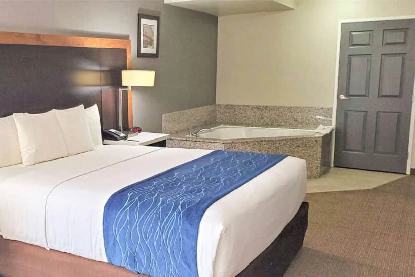 Private in-room jacuzzi tub in the King Suite with Whirlpool - Non-Smoking at Comfort Inn & Suites Near Universal – N. Hollywood – Burbank