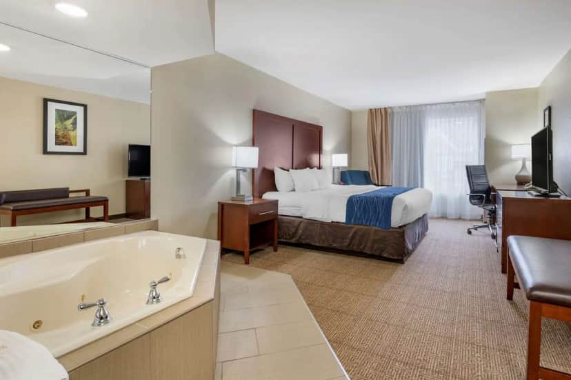 Private in-room jacuzzi tub at Comfort Inn & Suites Northern Kentucky