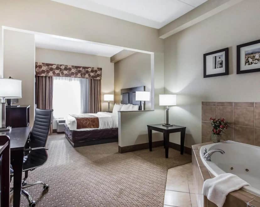 Private in-room jacuzzi tub in the King Suite with Whirlpool - Non-Smoking at Comfort Suites Morrow- Atlanta South