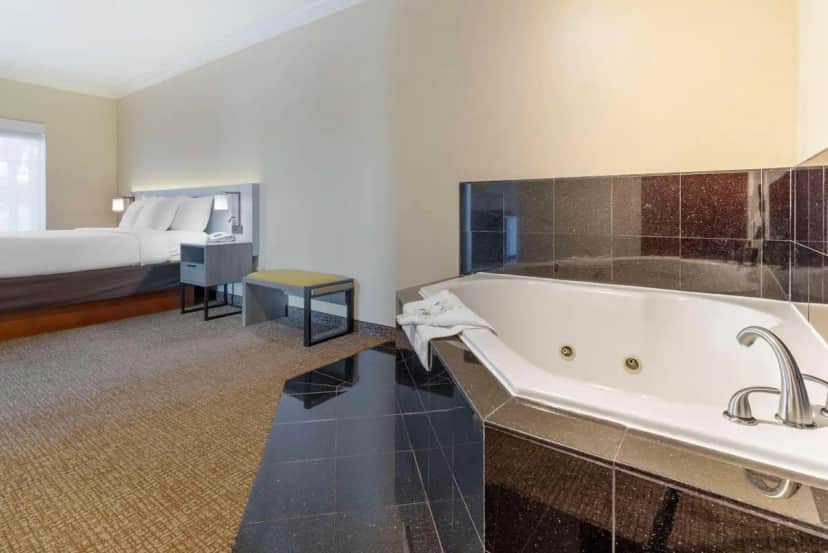 Private in-room jacuzzi tub in the Hot Tub Suite, 1 King Bed, Sofa Bed, Non Smoking at Comfort Suites Oceanside Camp Pendleton Area