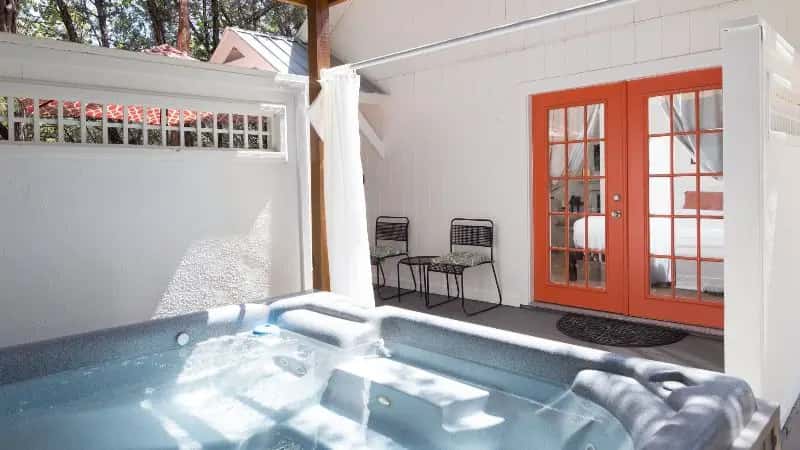 In-room hot tub at Cypress Creek Cottages in Wimberley, TX