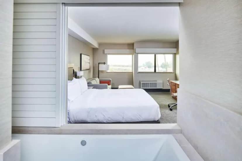 Private in-room jacuzzi tub in the One-Bedroom King Suite with Jetted Tub at DoubleTree by Hilton Fullerton
