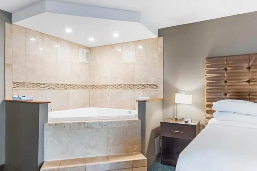 Private in-room jacuzzi in the Queen Room with Whirlpool at DoubleTree By Hilton Roseville Minneapolis