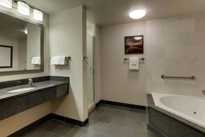Private in-room jacuzzi tub in the Deluxe King Room with Spa Bath at Drury Inn & Suites St. Louis Arnold