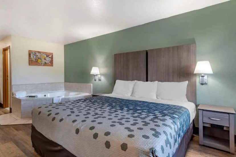 Private in-room jacuzzi tub in the King Suite with Spa Whirlpool at Econo Lodge Portland Airport