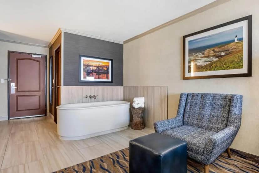 Private in-room jacuzzi tub in the King Suite with Sofa Bed and Hot Tub at Elizabeth Oceanfront Suites