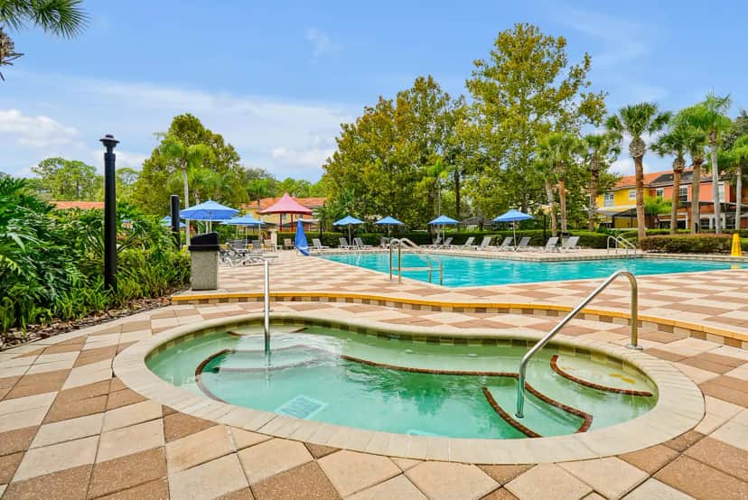 Shared outdoor hot tub at Encantada Resort Vacation Townhomes By Idiliq