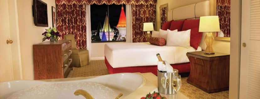 Private in-room jacuzzi tub at Excalibur Hotel & Casino