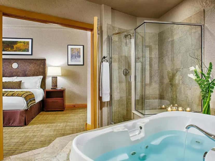 In-room hot tub at Fairmont Heritage Place, Franz Klammer Lodge in Mountain Village, CO