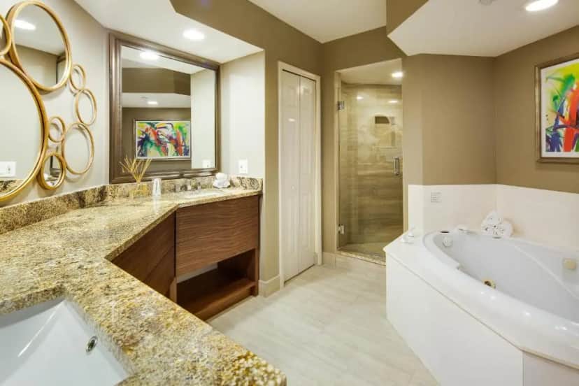Private in-room jacuzzi tub in the Three Bedroom Beach Front Suite at Gullwing Beach Resort