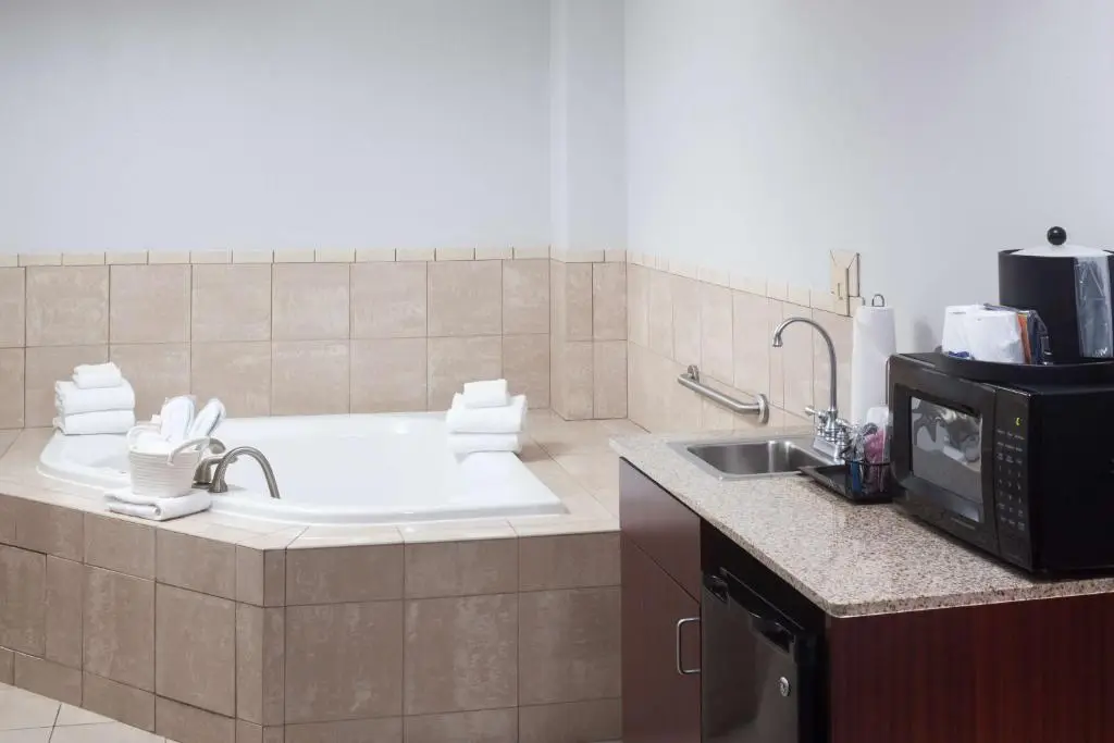 Private in-room jacuzzi tub in the King Studio Suite with Whirlpool - Non-Smoking at Hampton Inn & Suites Oklahoma City-Bricktown
