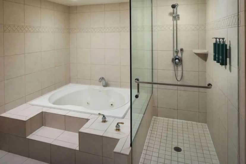 Private in-room jacuzzi tub in the Executive King Room with Spa Bath at Hilton Chicago / Northbrook