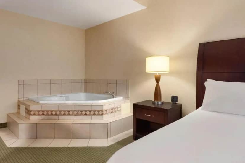 Private in-room jacuzzi in the King Room with Whirlpool at Hilton Garden Inn Dulles North