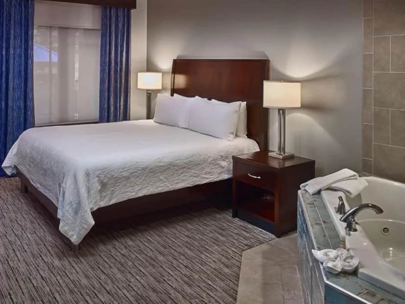 Private in-room jacuzzi tub in the One-Bedroom King Suite with Whirpool at Hilton Garden Inn Gatlinburg