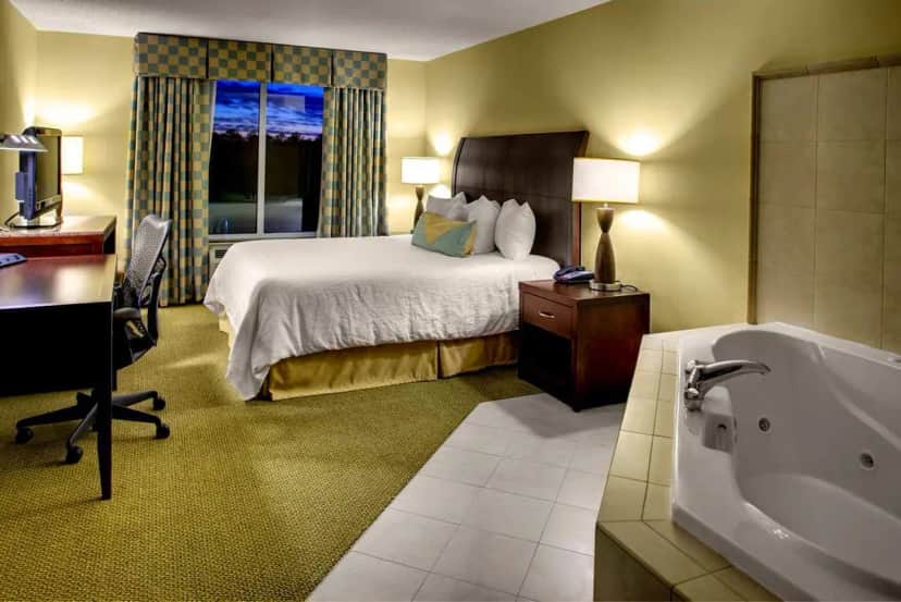 Private in-room jacuzzi tub at Hilton Garden Inn Richmond Airport