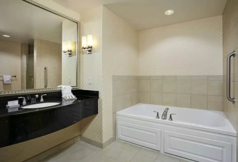 Private in-room jacuzzi tub in the Suite, 1 King Bed at Hilton Garden Inn Rockville-Gaithersburg
