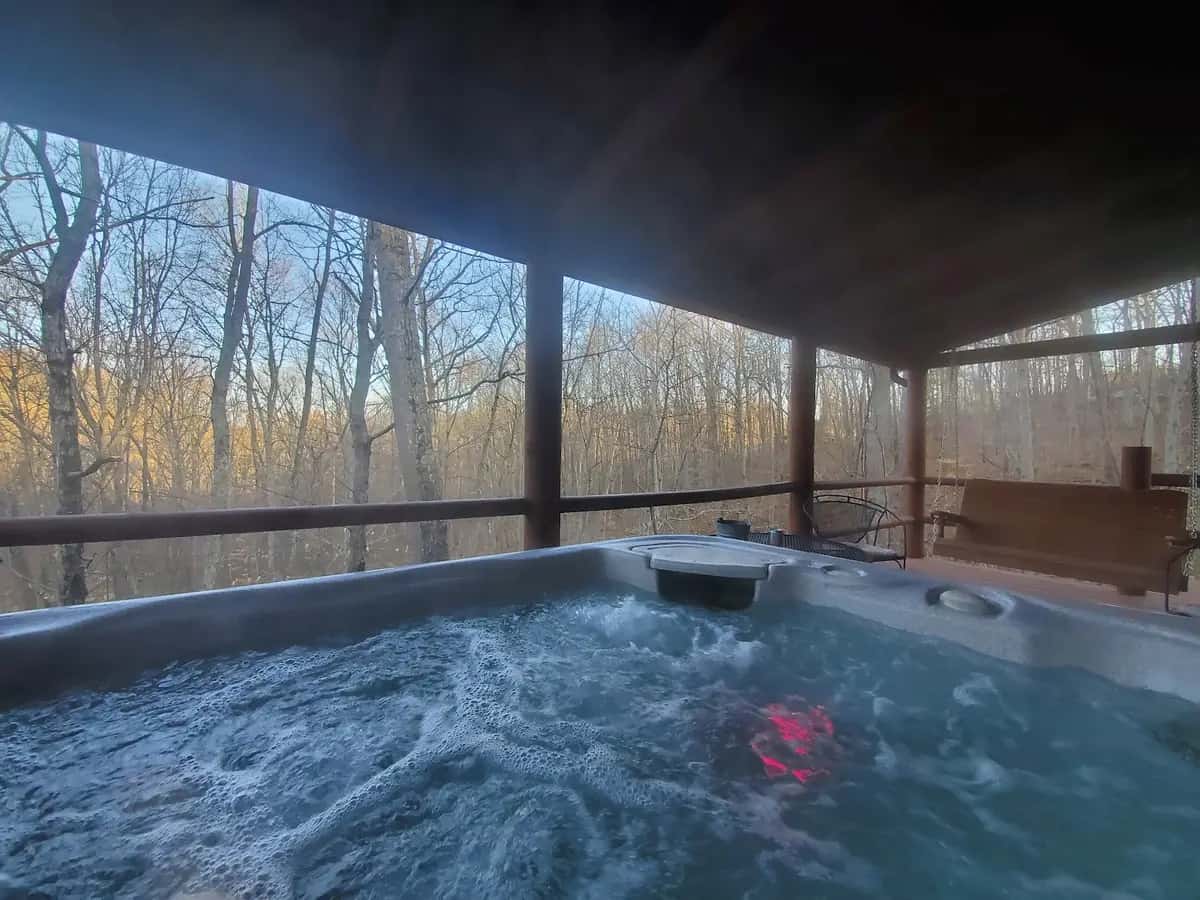 Private outdoor hot tub at Hocking Hills Cabins
