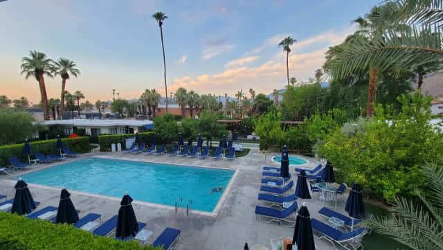 Shared outdoor hot tub at Holiday House Palm Springs