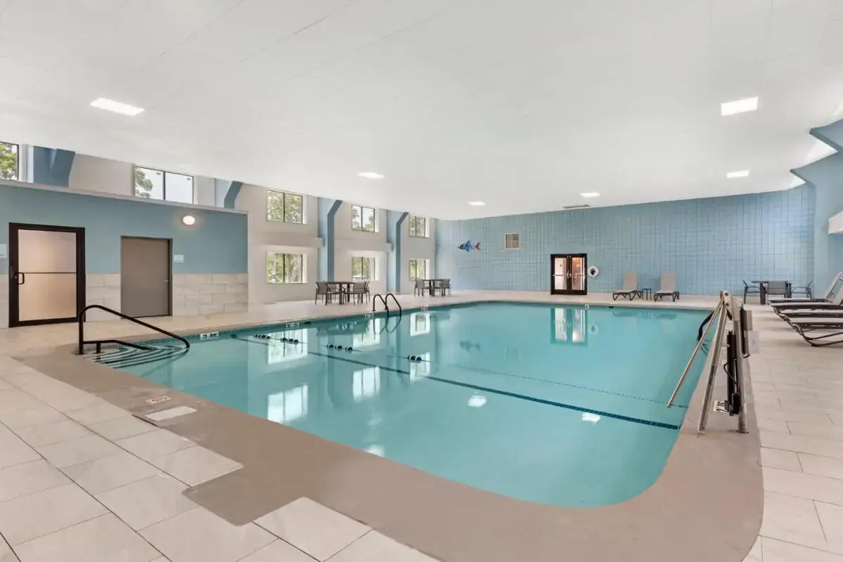 a large swimming pool in a building at Holiday Inn Express Hyannis - Cape Cod by IHG in Hyannis