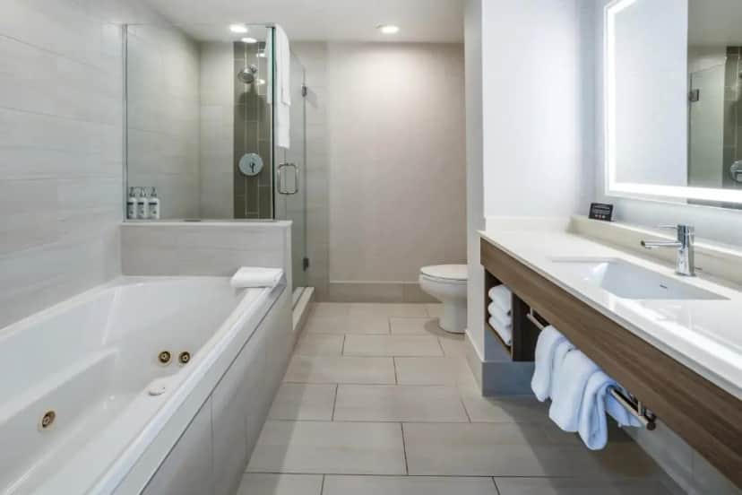 Private in-room jacuzzi tub in the Two-Bedroom Suite at Holiday Inn Express & Suites Tampa-I-75