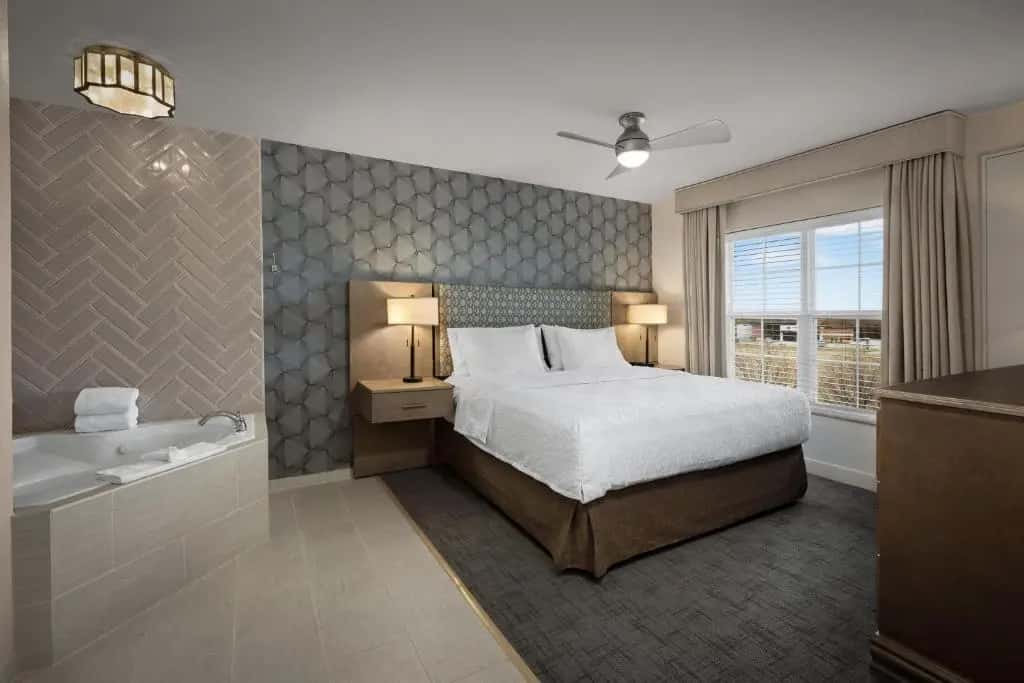 Private in-room jacuzzi tub in the King Suite with Whirlpool at Homewood Suites by Hilton @ The Waterfront