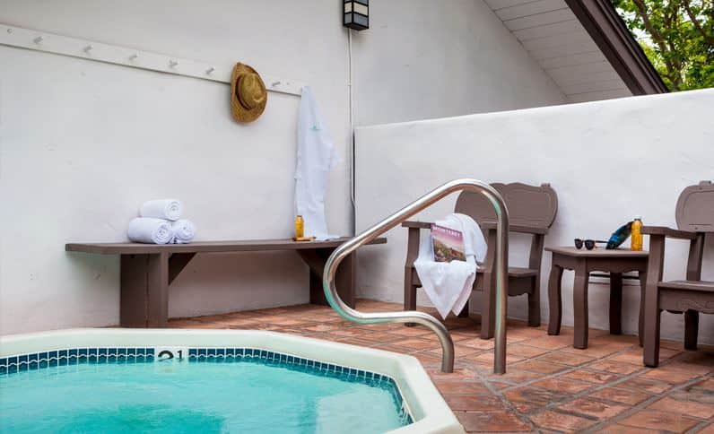 Private outdoor hot tub at Hotel Pacific