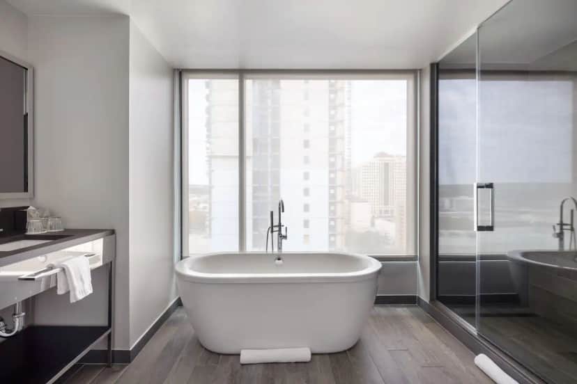 Deep soaking bathtub at Hotel Van Zandt