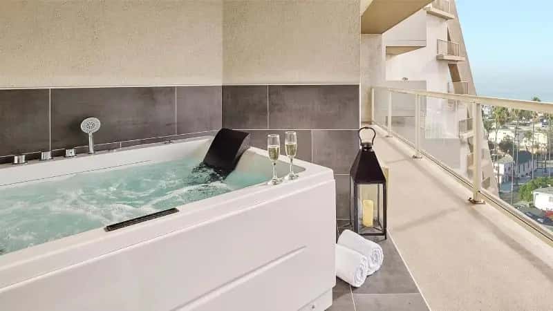 In-room hot tub at Hyatt Centric Delfina Santa Monica in Santa Monica, CA