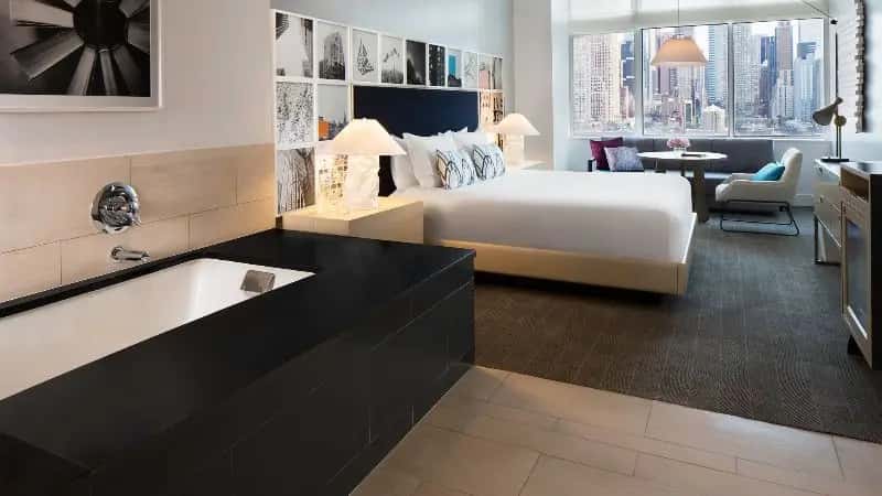 In-room hot tub at Ink 48 Hotel in New York City, NY