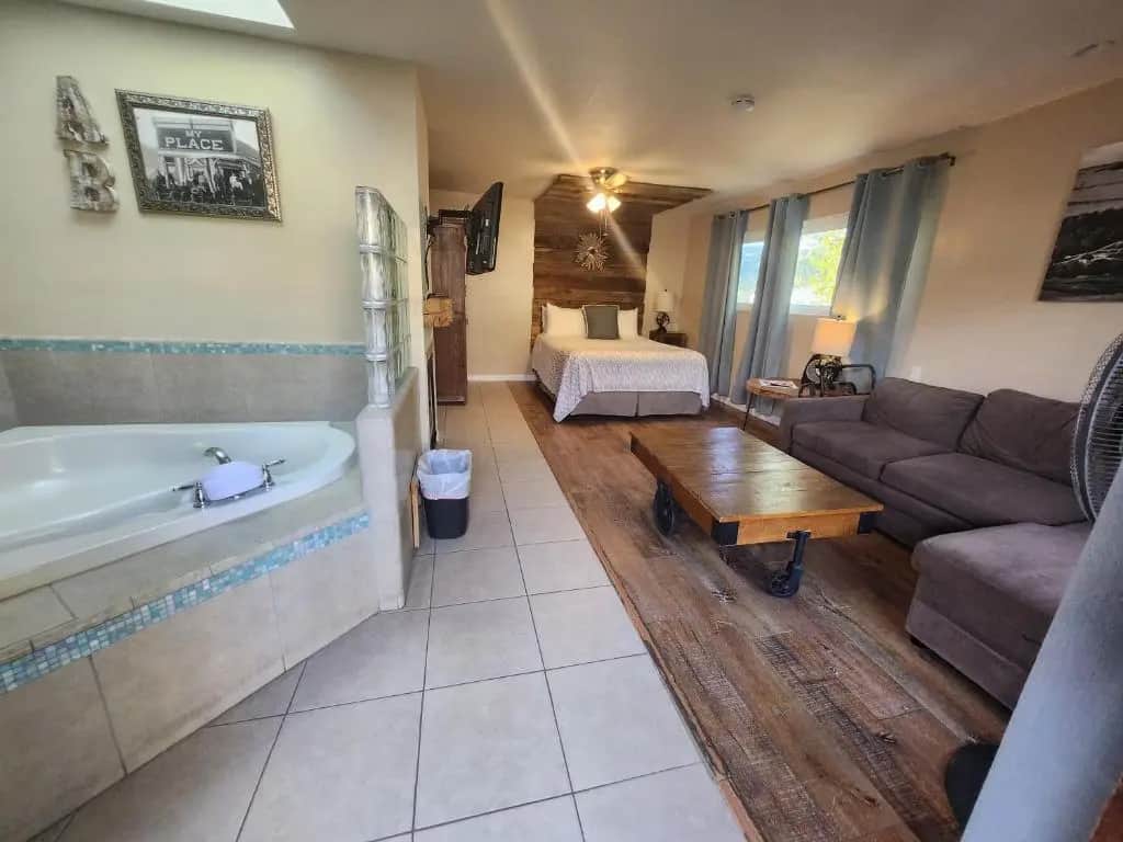 Private in-room jacuzzi tub in the Deluxe Room with Spa at Inn at Avila Beach