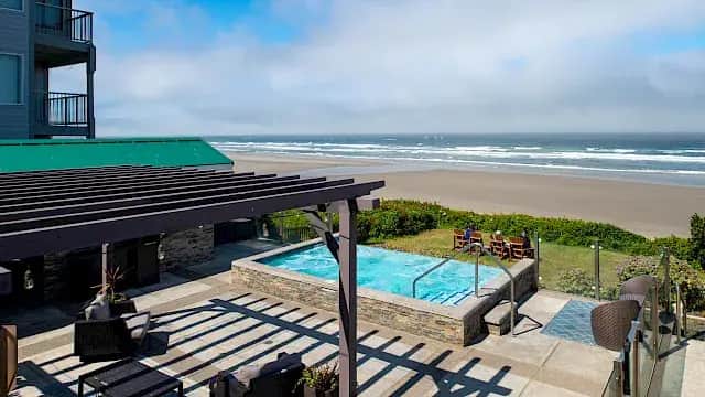 Private outdoor hot tub at Inn at Nye Beach
