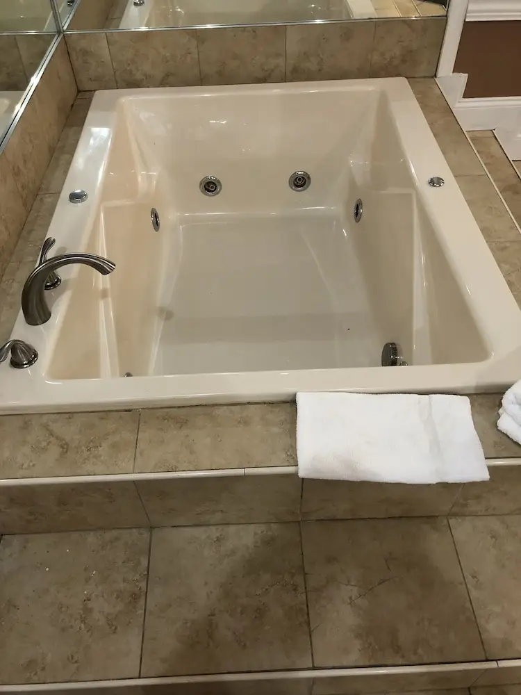 Private in-room jacuzzi tub in the Round Suite (Fireplace and Jetted Tub) at Inn of the Dove Cherry Hill