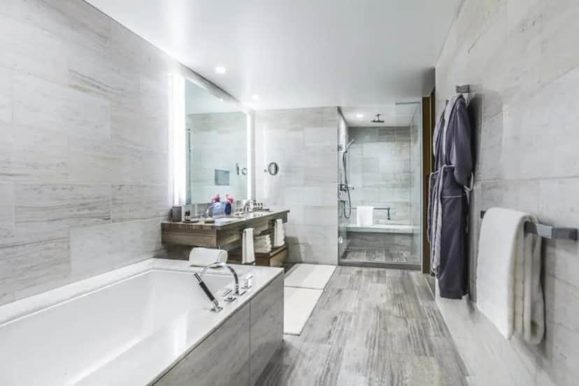 Private in-room jacuzzi tub in the One-Bedroom Suite with City View at Intercontinental Los Angeles Downtown By IHG