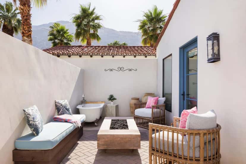 Private outdoor hot tub at La Serena Villas in Palm Springs, CA