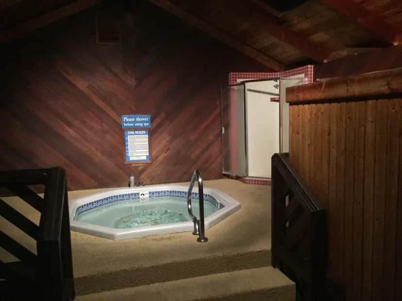 Shared indoor hot tub at Lone Oak Lodge