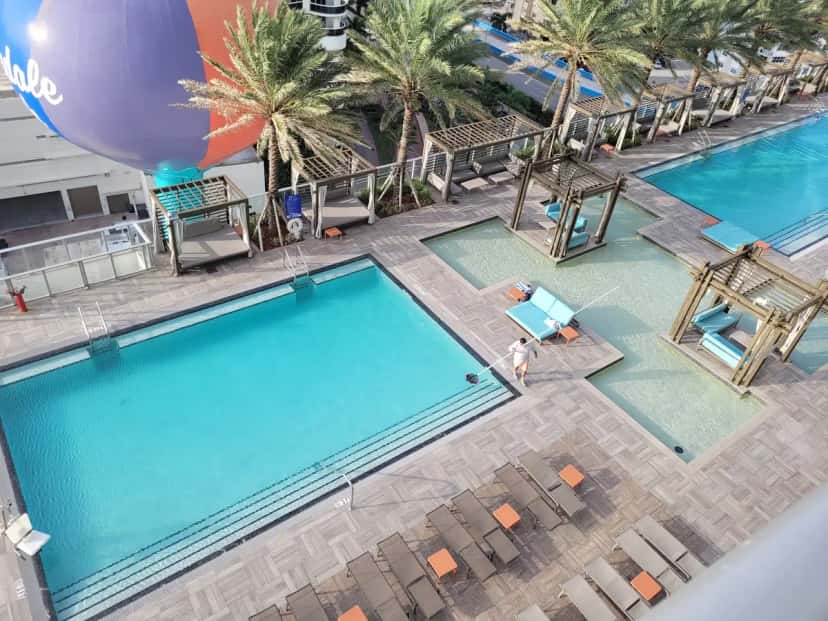 Shared outdoor hot tub at Lyfe Resort & Residences in Hollywood, FL