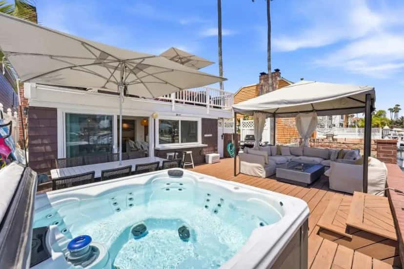 Private outdoor hot tub at Magical BayFRONT Home with Epic Dock and Hot Tub in Newport Beach, CA