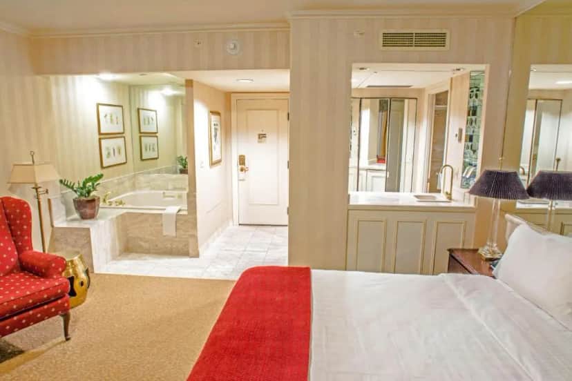 Private in-room jacuzzi tub in the Spa King at Mayflower Park Hotel